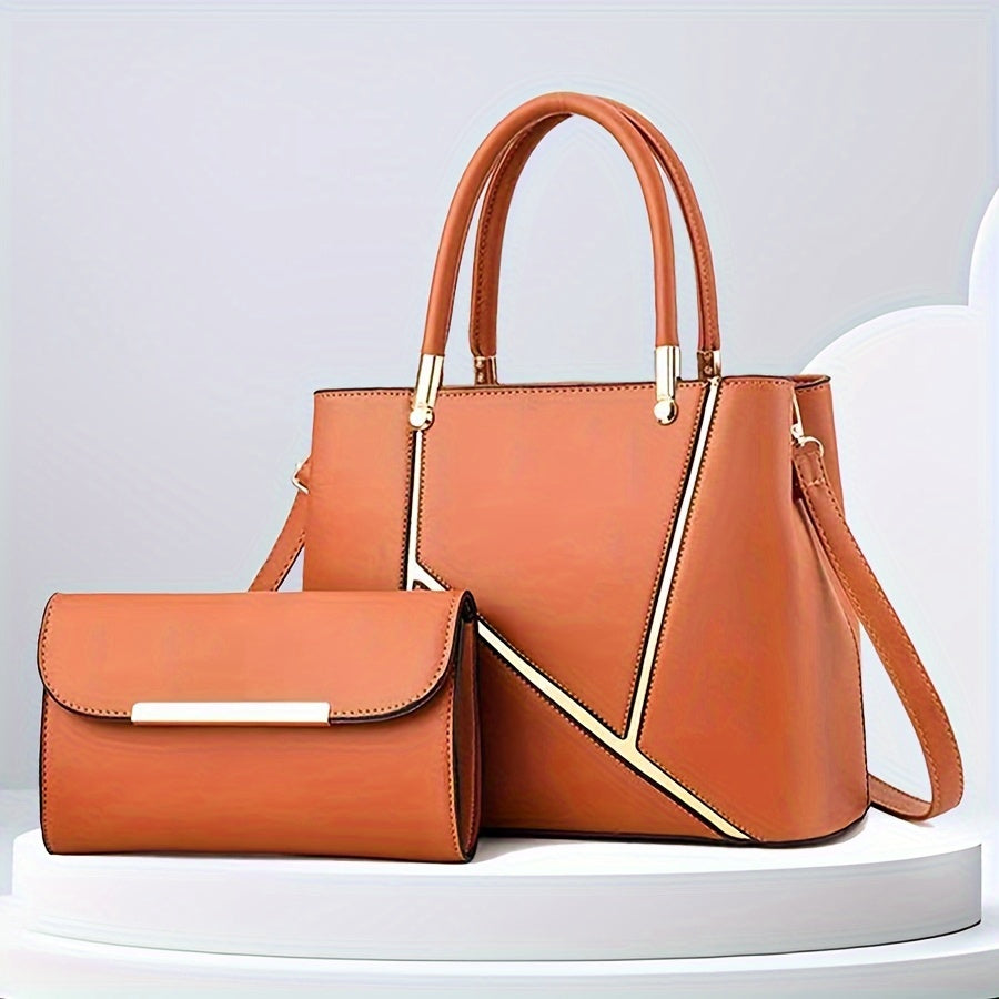 Women's 2-Piece Handbag Set - Stylish Top-Handle & Clutch