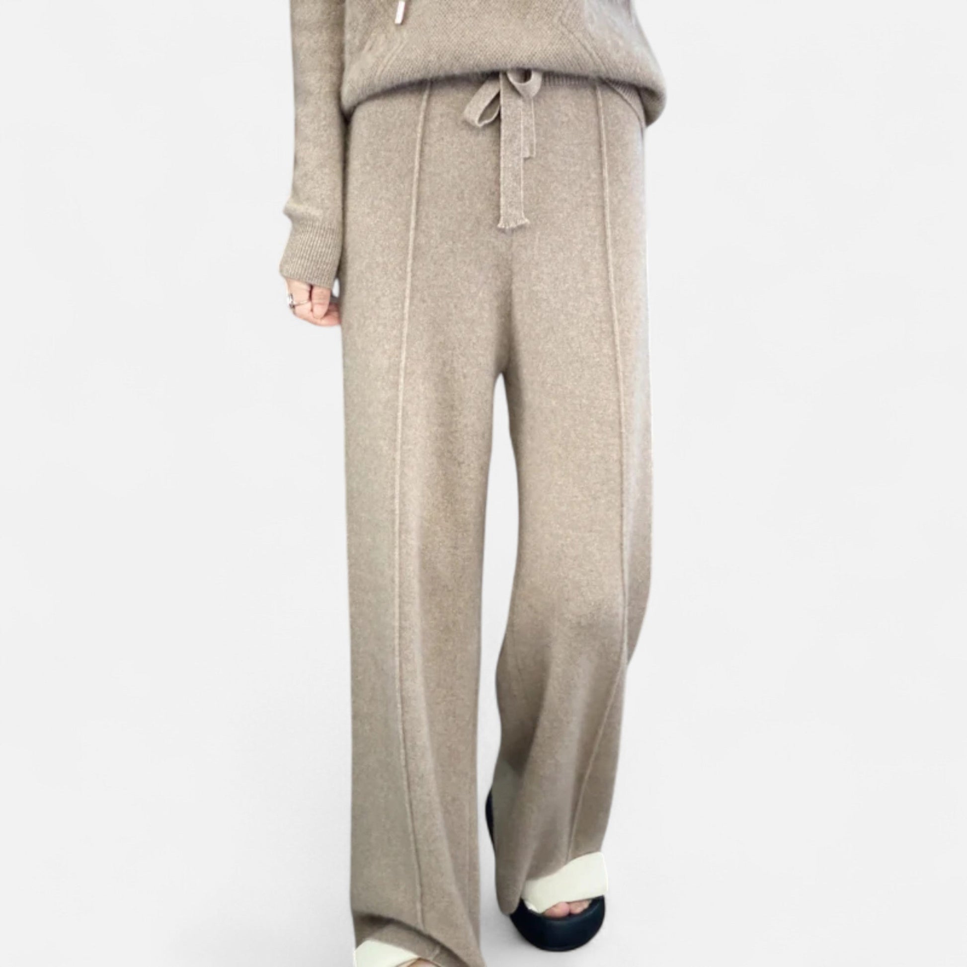 Women’s Pure Wool Wide-Leg Knit Trousers - Sofia Maris