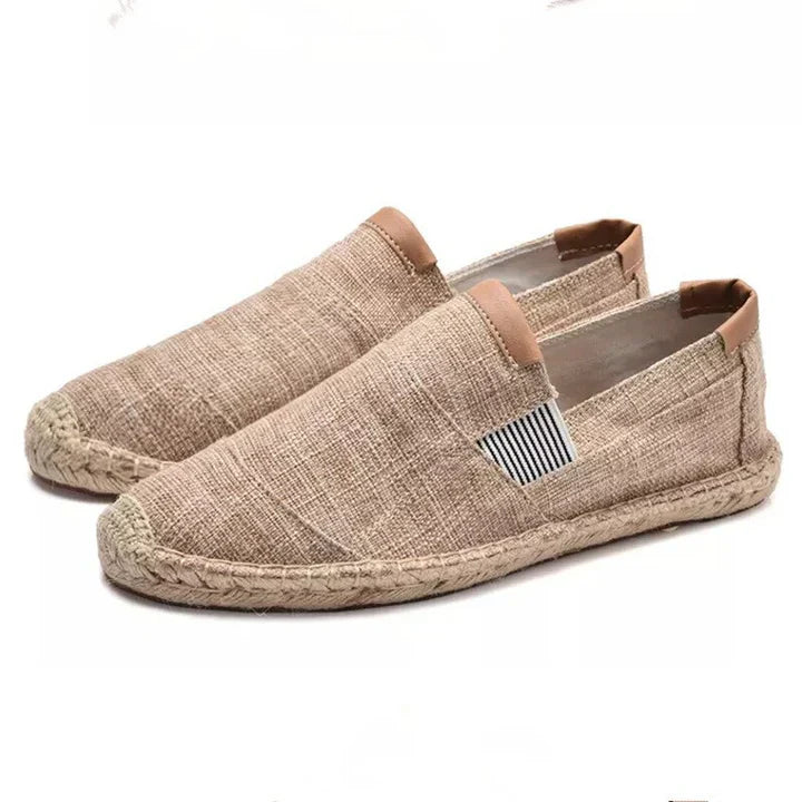 Men’s Lightweight Canvas Slip On Espadrilles with Woven Jute Sole and Elastic Side Panels