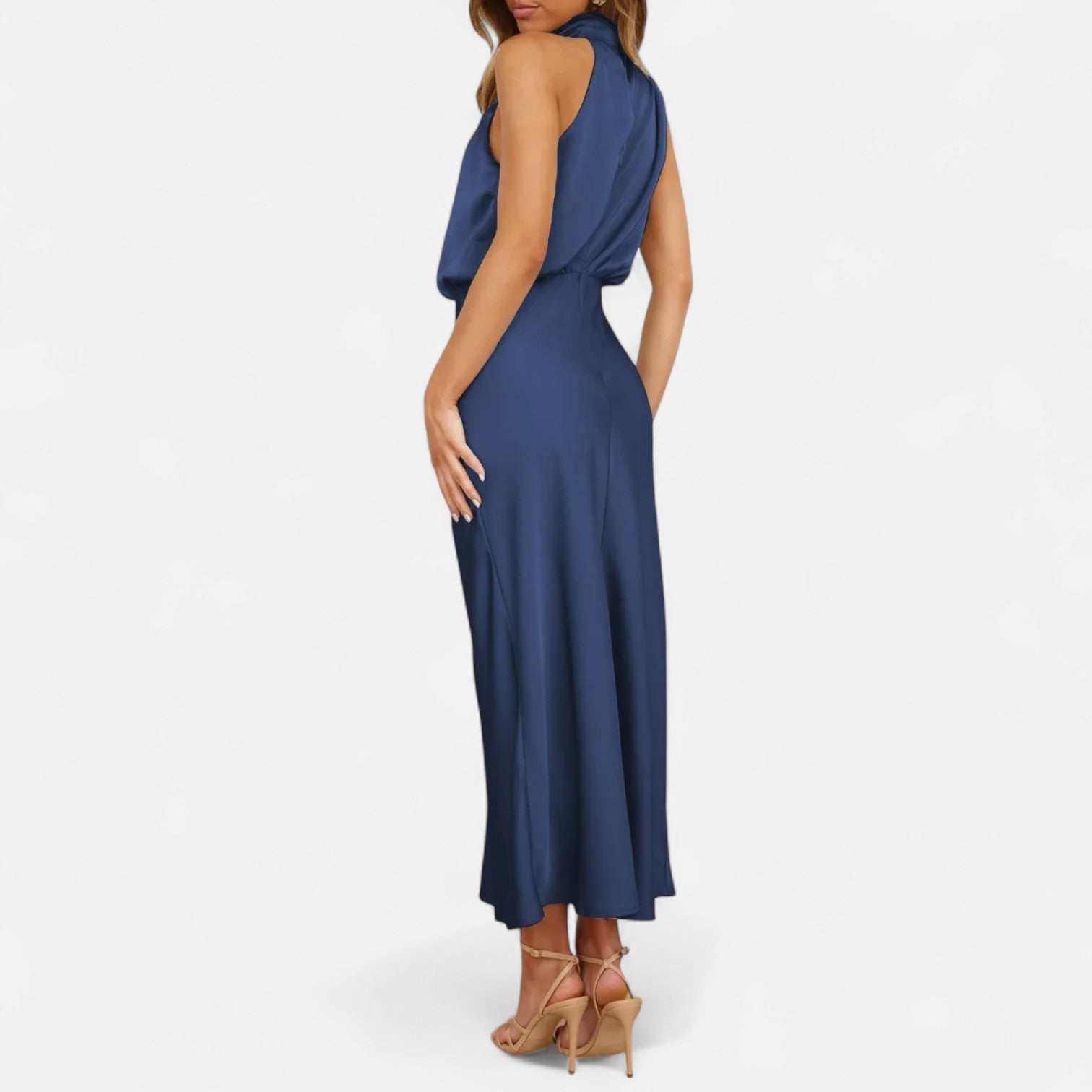 Sofia Maris Women’s Satin Sleeveless Long Dress – Fluid Drape, Timeless Elegance - Sofia Maris