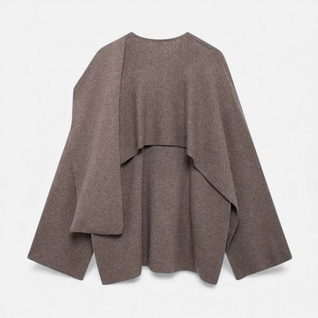 Women’s Elegant Wool-Feel Poncho Cardigan - Sofia Maris