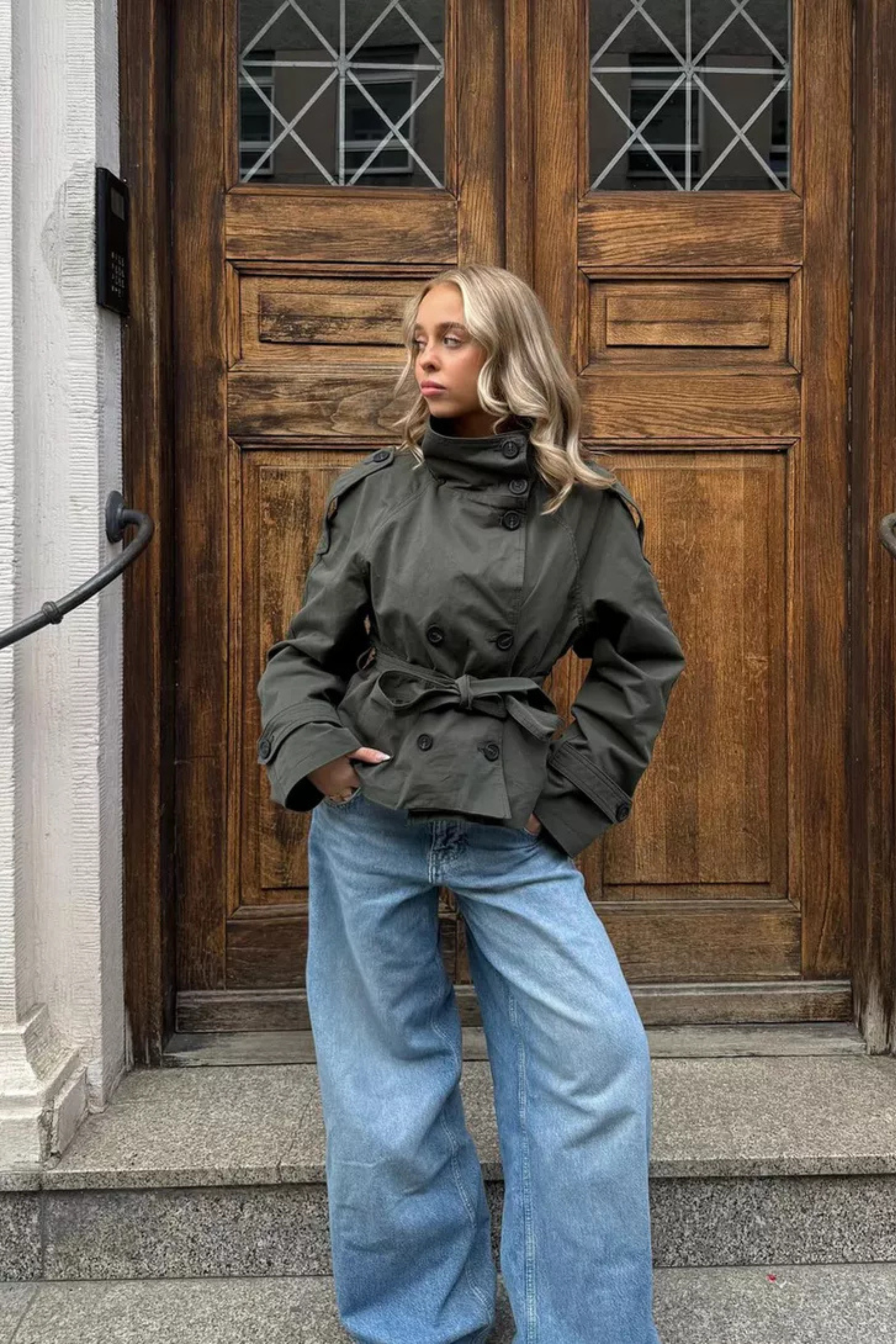 Women’s Trench Coat – Short Belted Double-Breasted Jacket - Sofia Maris