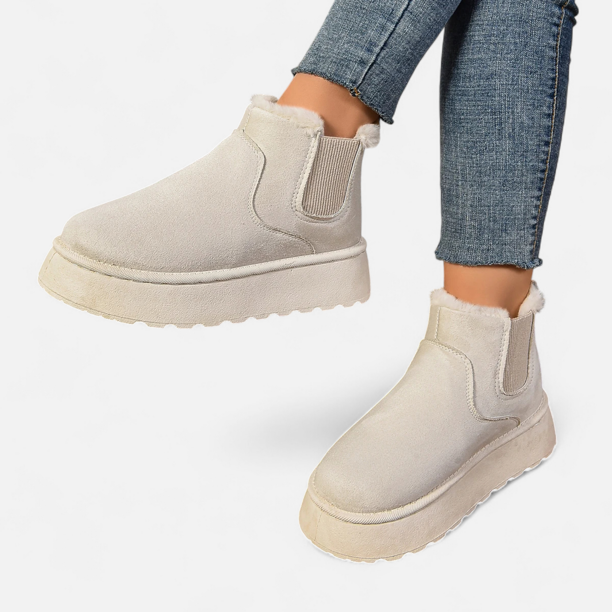 Women’s Short Plush Platform Ankle Boots - Sofia Maris