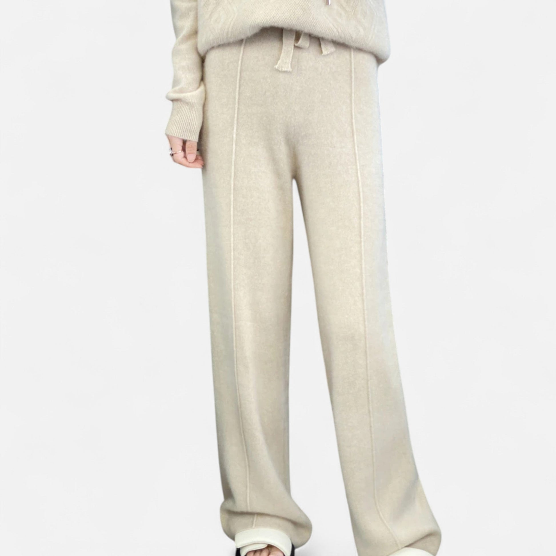 Women’s Pure Wool Wide-Leg Knit Trousers - Sofia Maris