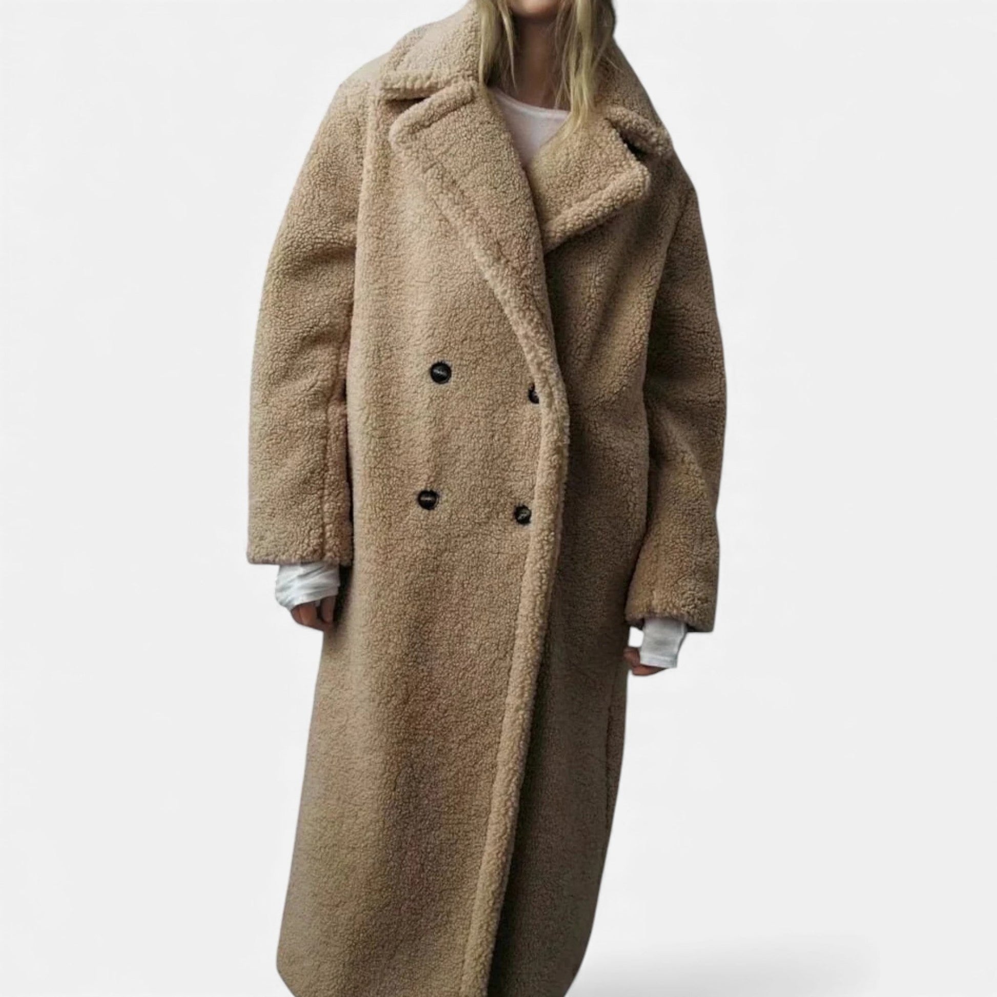 Sofia Maris | Women’s Long Double-Breasted Teddy Coat