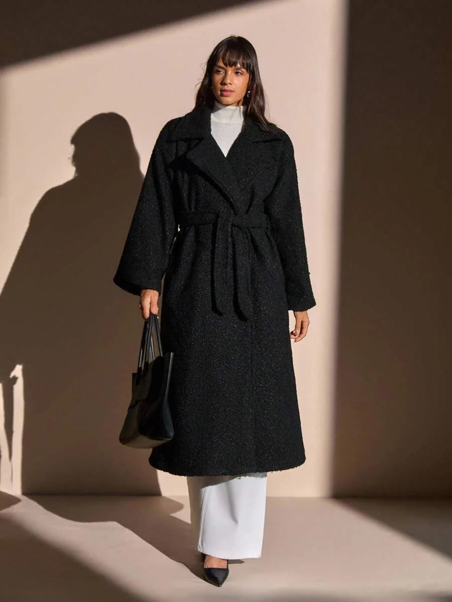 Sofia Maris Cozy Teddy Coat Black