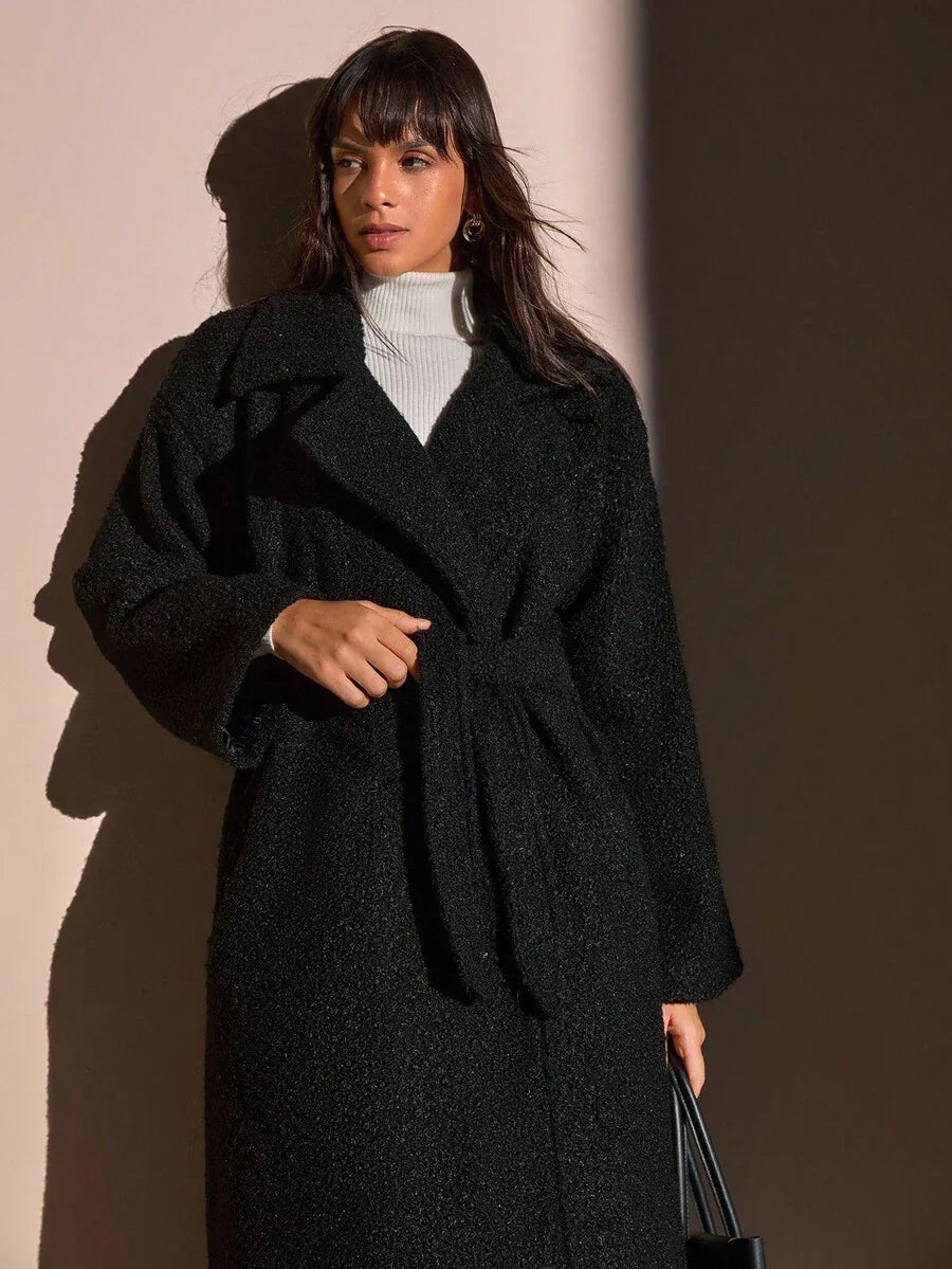 Sofia Maris Cozy Teddy Coat Black