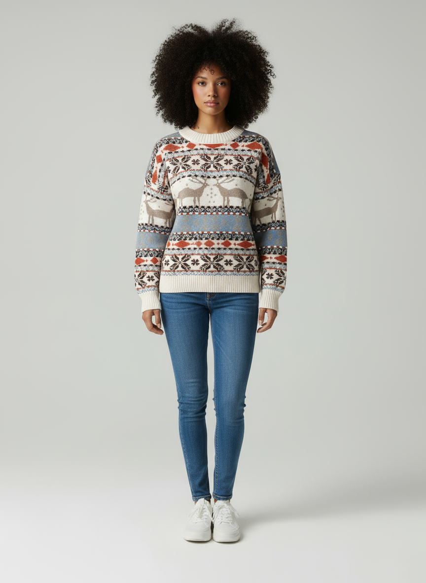 Women’s Reindeer Knit Jumper | Cosy Fit and Festive Winter Design - Sofia Maris
