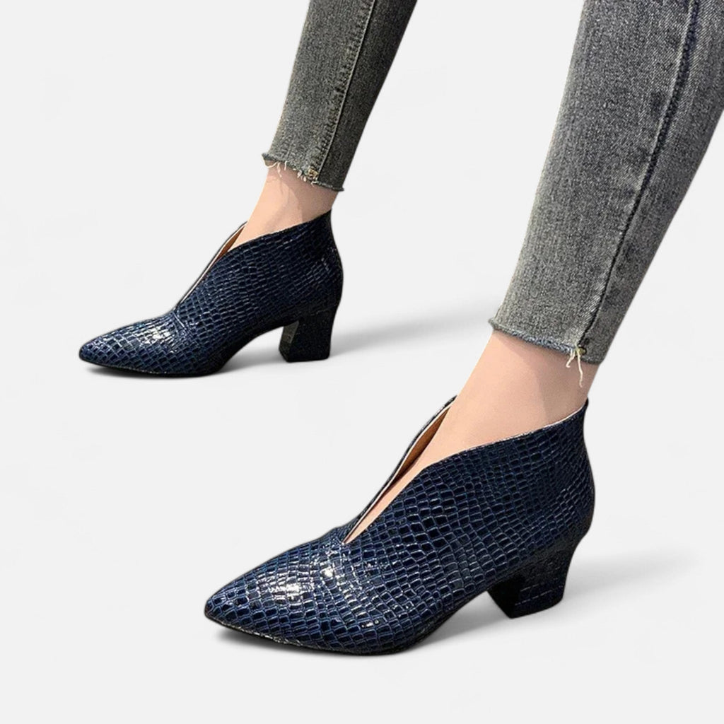 Sofia Maris Women’s Patent Leather V-Cut Ankle Boots - Sofia Maris