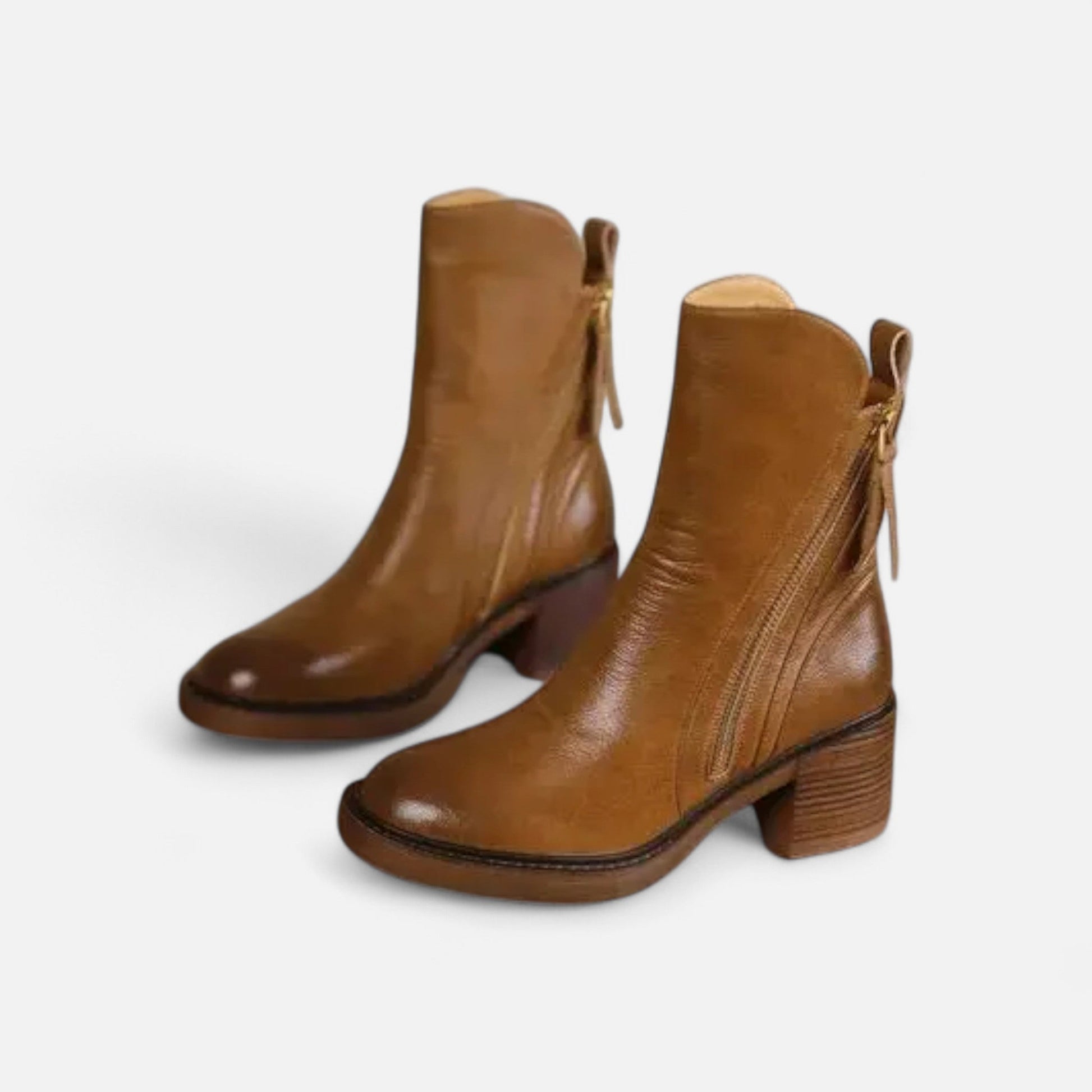 Women’s Roman Leather Flat Heel Boots - Sofia Maris