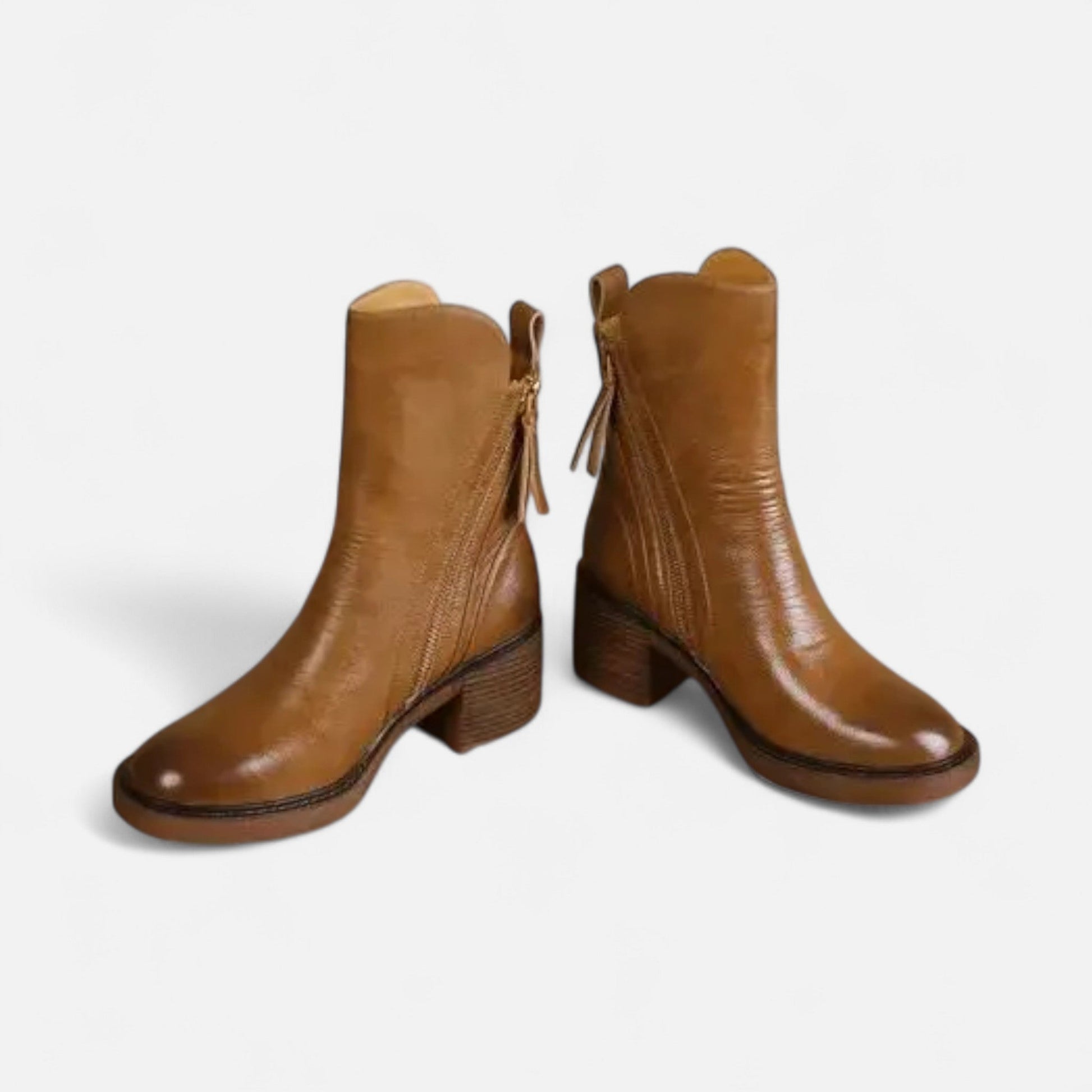 Women’s Roman Leather Flat Heel Boots - Sofia Maris