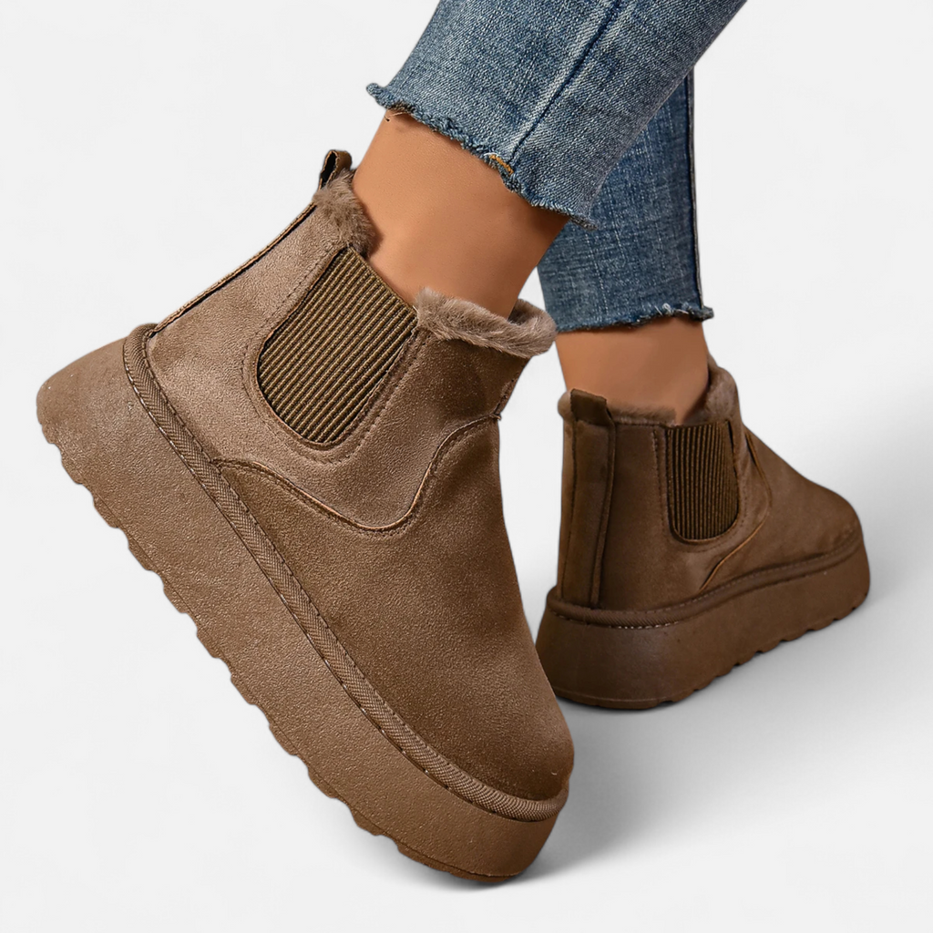 Women’s Short Plush Platform Ankle Boots - Sofia Maris