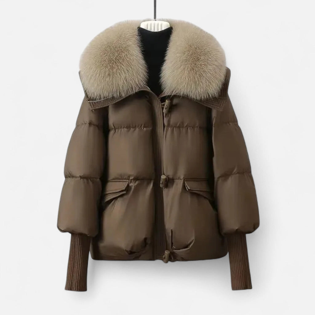 The Sofia Women’s Fur-Collar Down Cotton Jacket - Sofia Maris