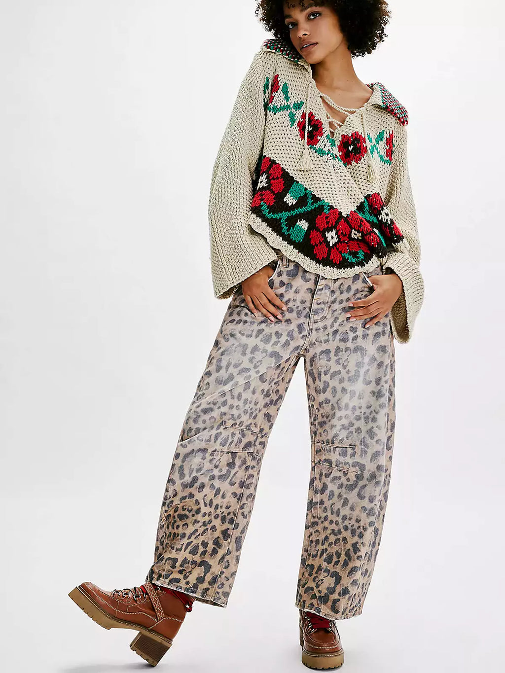 Women's leopard-print barrel jeans - Sofia Maris