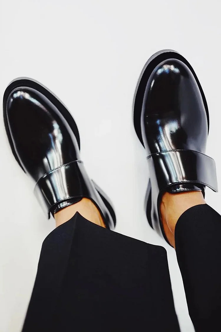 Iris | Women's Glossy Loafers with Strap for Effortless Elegance