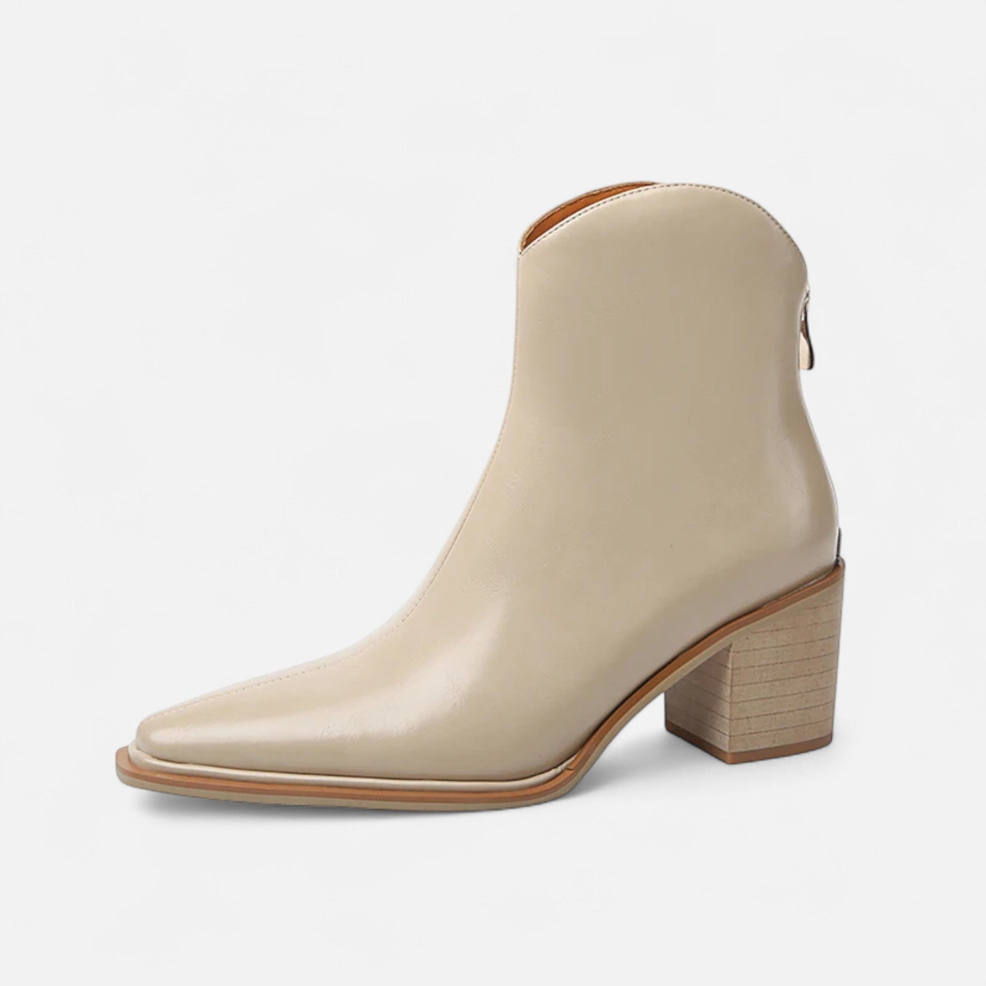 Women’s Pointed Toe PU Leather Heeled Boots - Sofia Maris