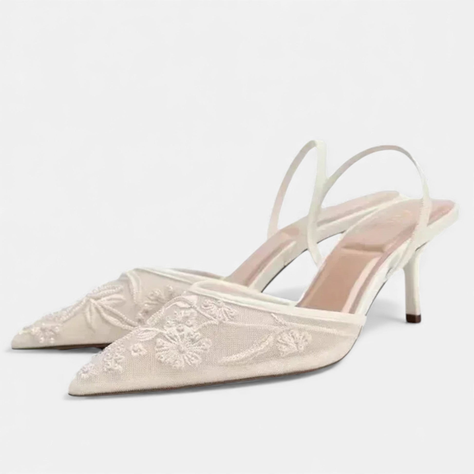 Sofia Maris Women’s Embroidered Mesh Designer Heels - Sofia Maris