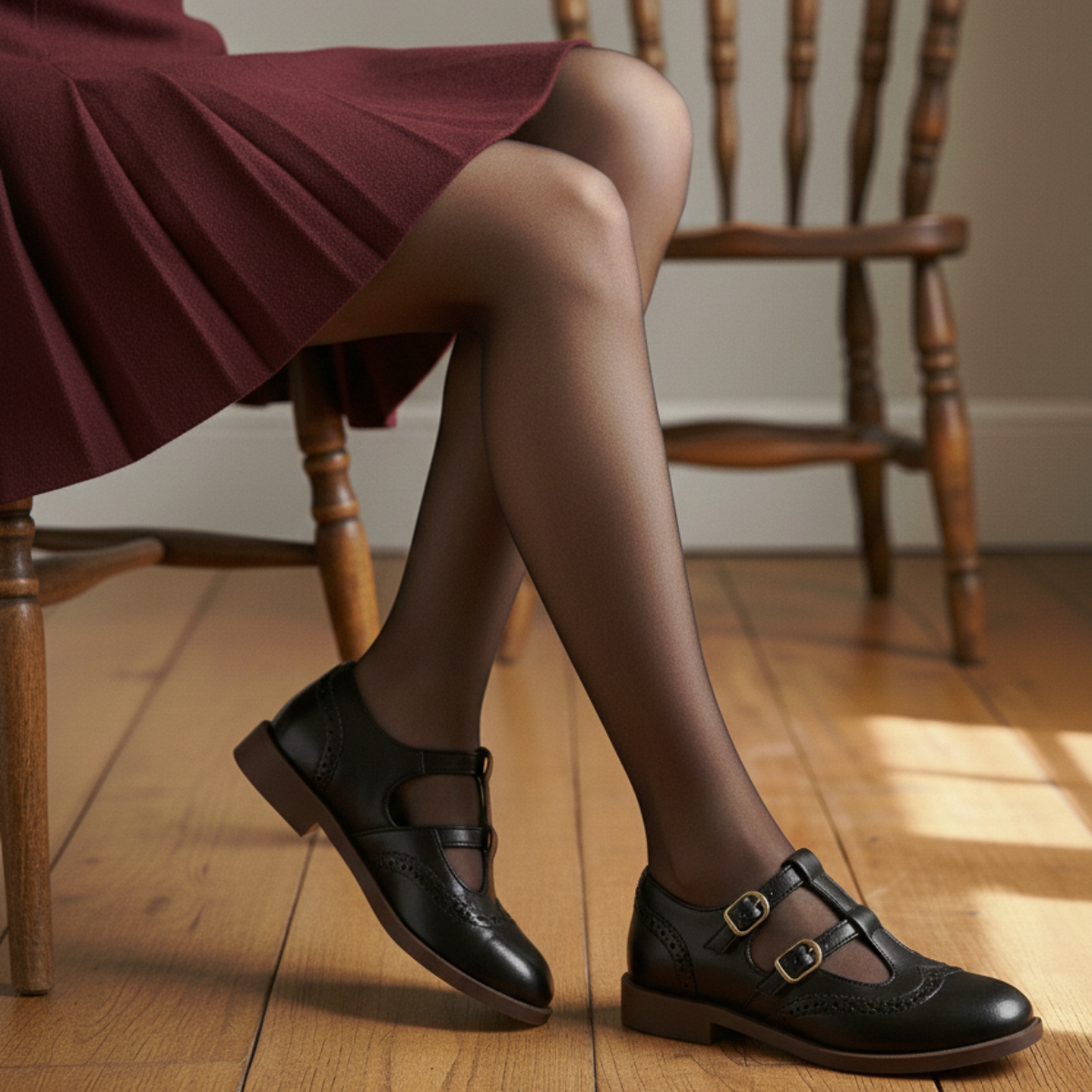 Women’s Classic Mary Jane Shoes – Low-Heel Buckle Flats