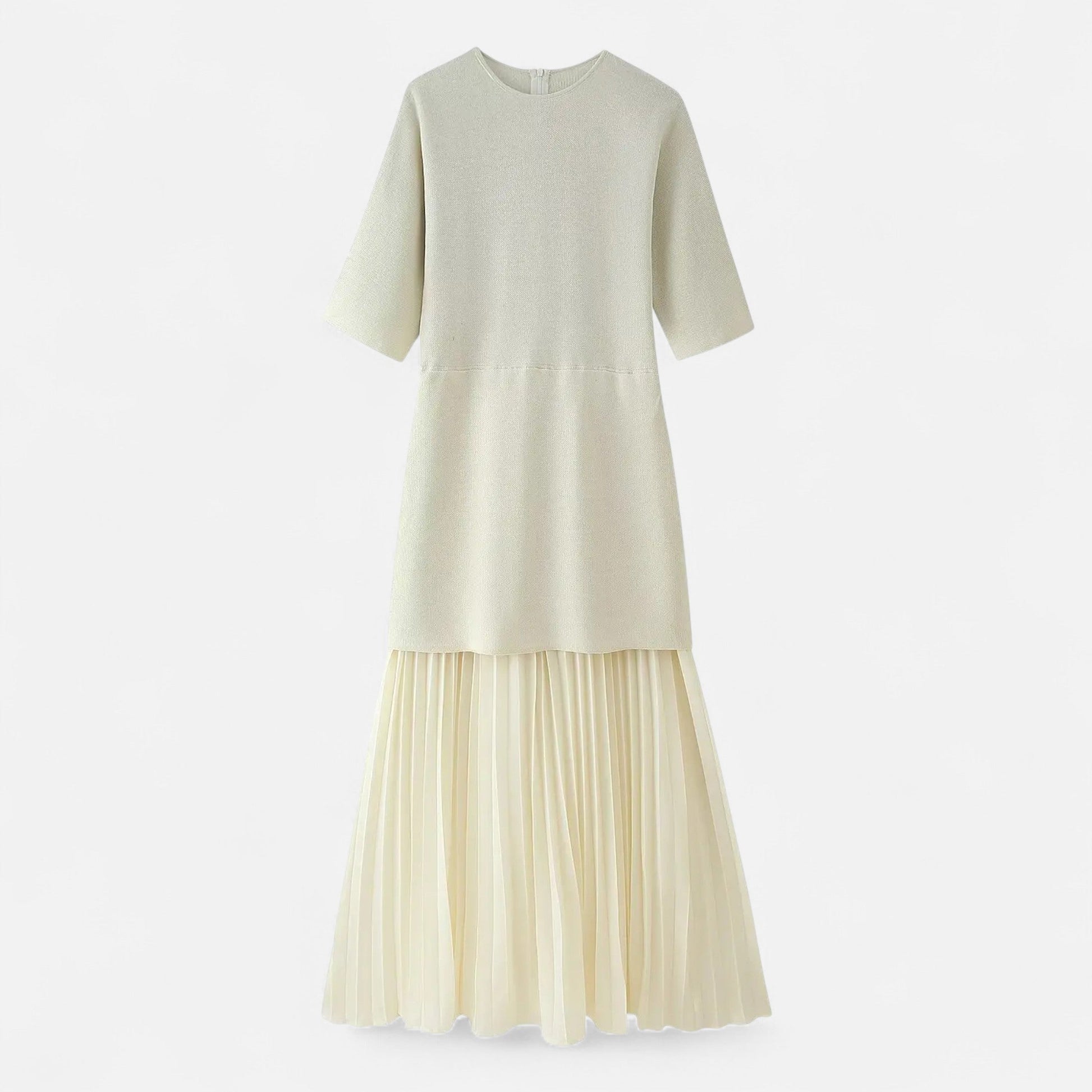 Sofia Maris | Women’s Vintage Pleated Dress – Half Sleeve Autumn Elegance