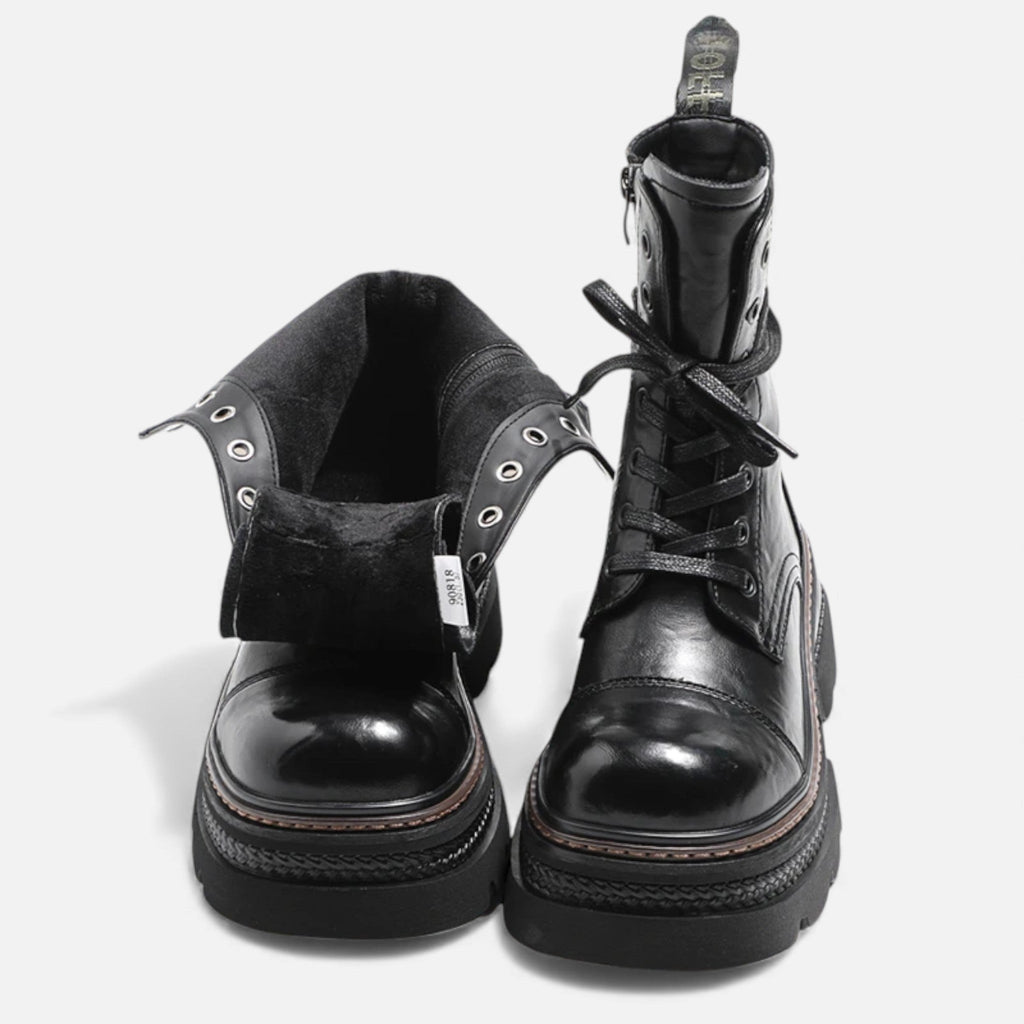 Sofia Maris Women’s Plush-Lined Winter Lace-Up Platform Boots