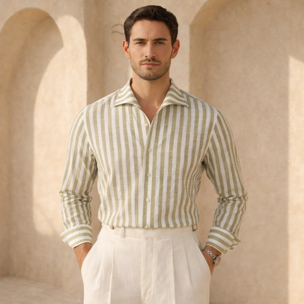 Men’s Cotton Striped Collared Shirt