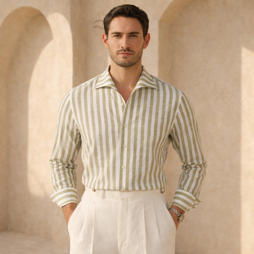 Men’s Cotton Striped Collared Shirt