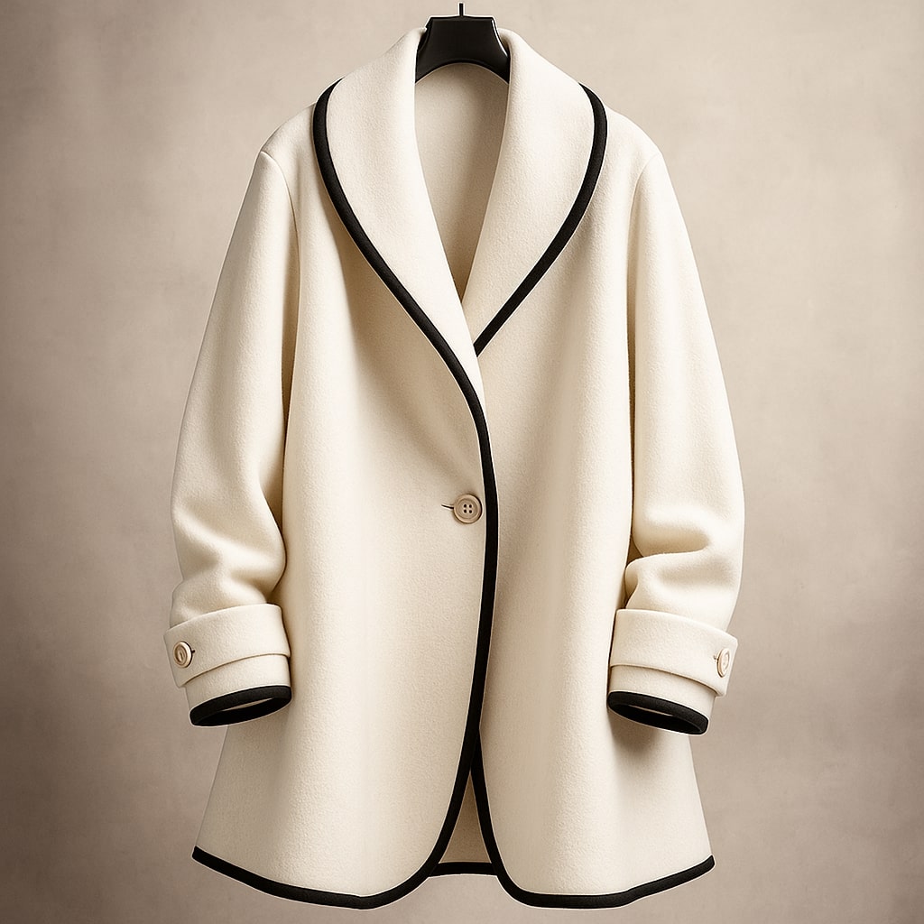 Serena | Women's Single-Breasted Trim Coat - Sofia Maris