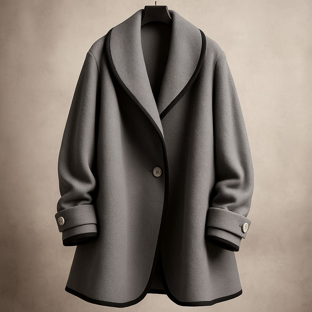 Serena | Women's Single-Breasted Trim Coat - Sofia Maris