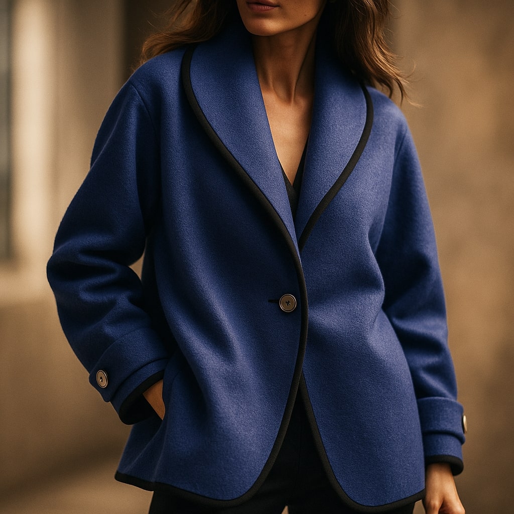 Serena | Women's Single-Breasted Trim Coat - Sofia Maris