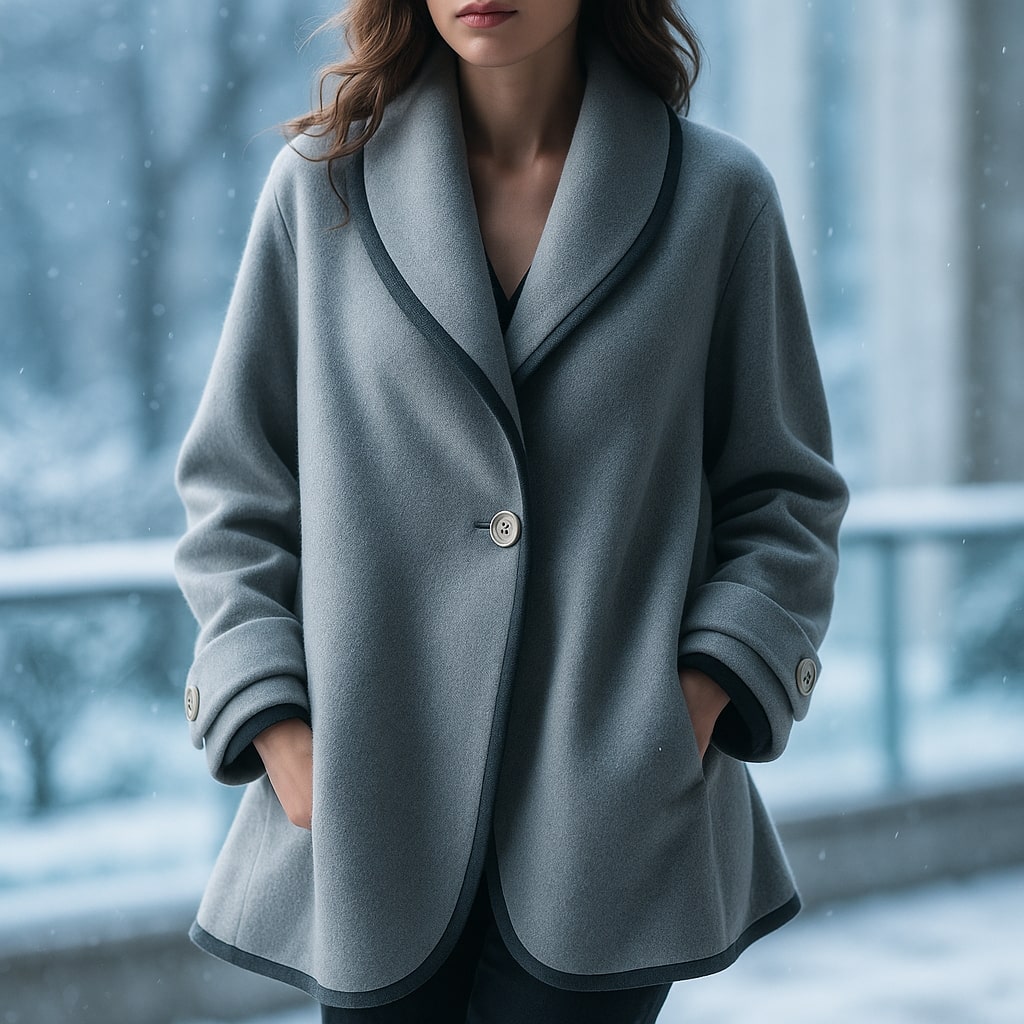 Serena | Women's Single-Breasted Trim Coat - Sofia Maris