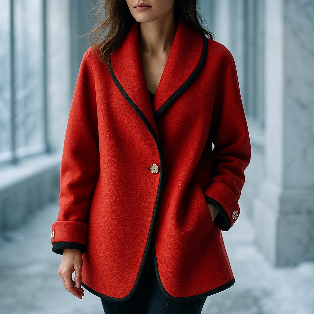 Serena | Women's Single-Breasted Trim Coat - Sofia Maris