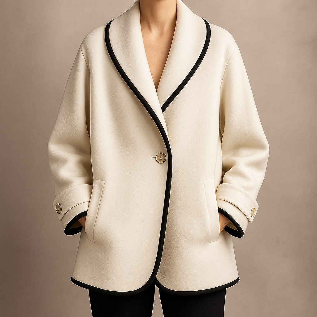 Serena | Women's Single-Breasted Trim Coat - Sofia Maris