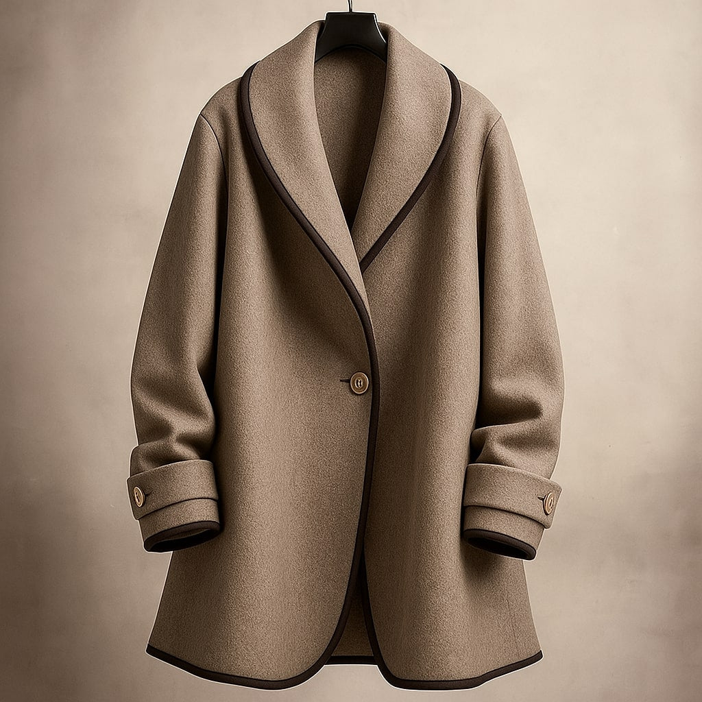 Serena | Women's Single-Breasted Trim Coat - Sofia Maris