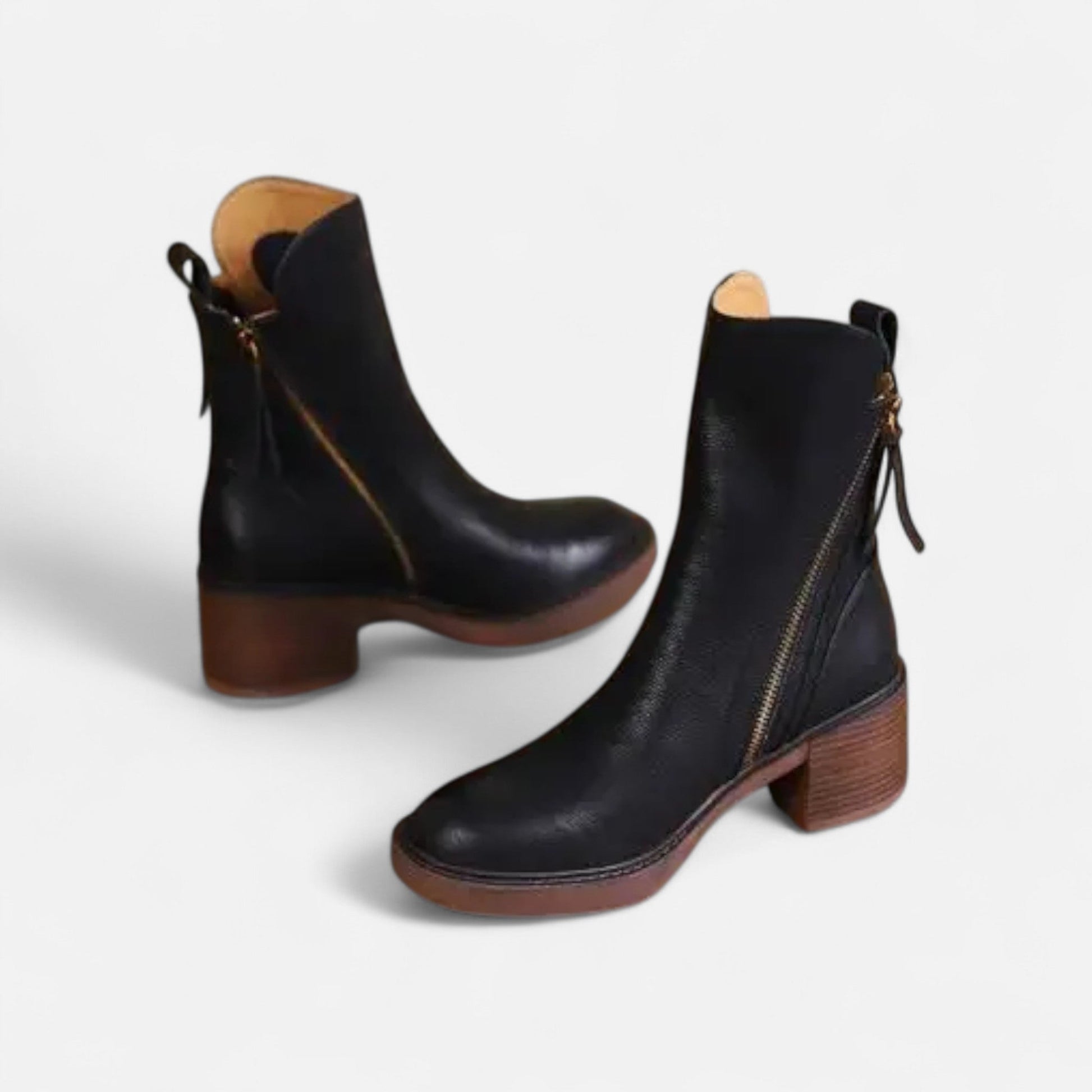 Women’s Roman Leather Flat Heel Boots - Sofia Maris