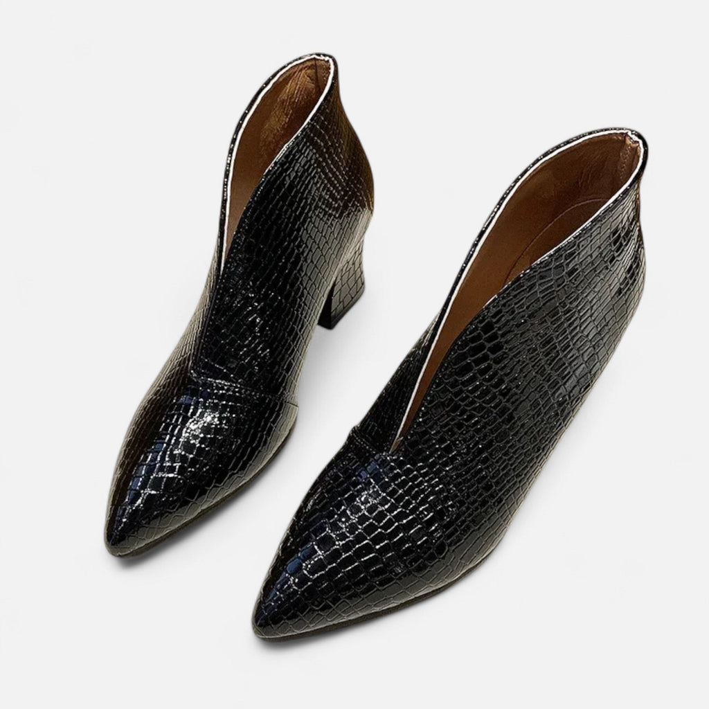 Sofia Maris Women’s Patent Leather V-Cut Ankle Boots - Sofia Maris