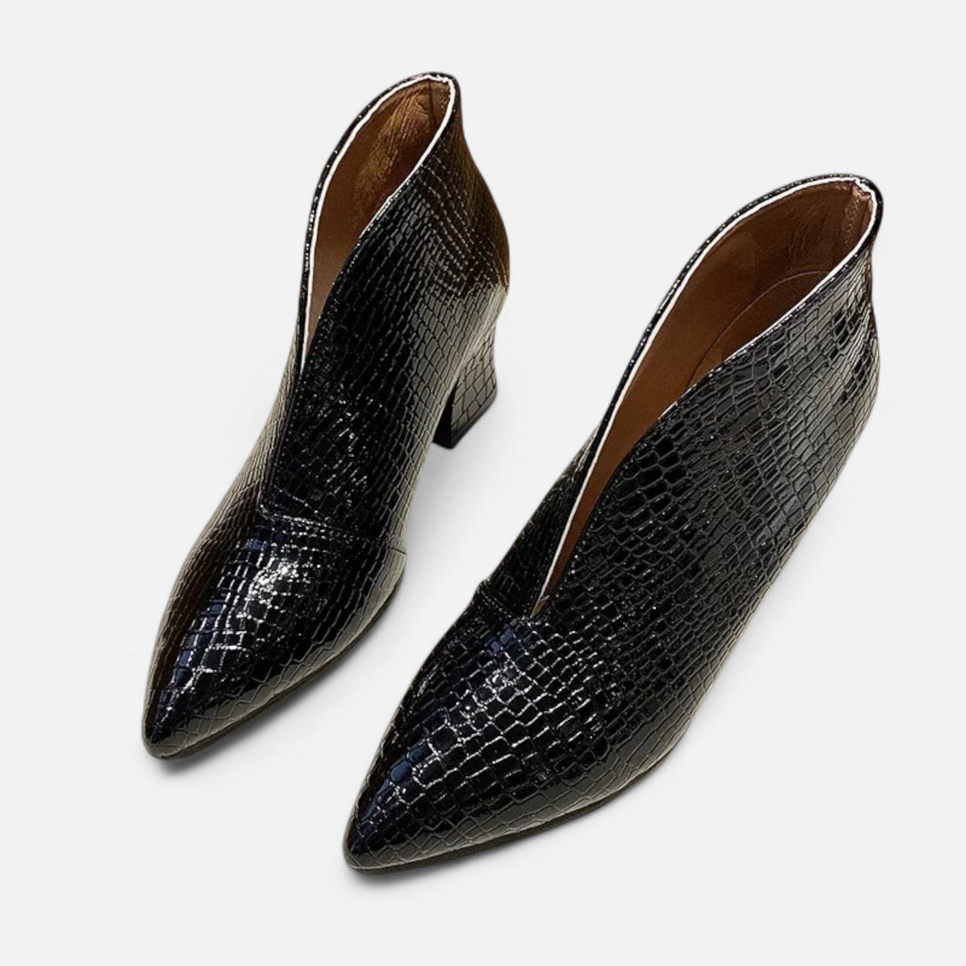 Sofia Maris Women’s Patent Leather V-Cut Ankle Boots - Sofia Maris