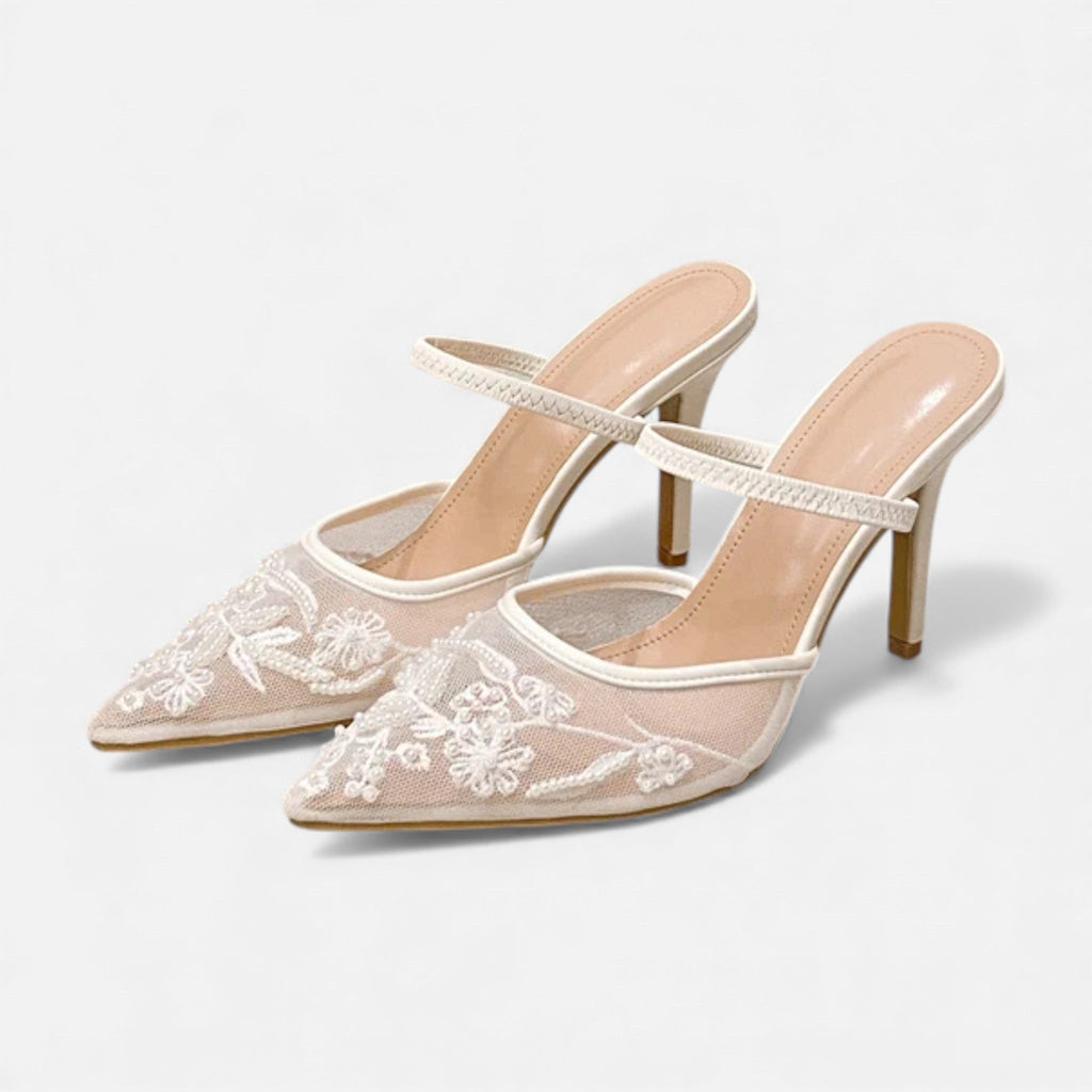 Sofia Maris Women’s Embroidered Mesh Designer Heels - Sofia Maris