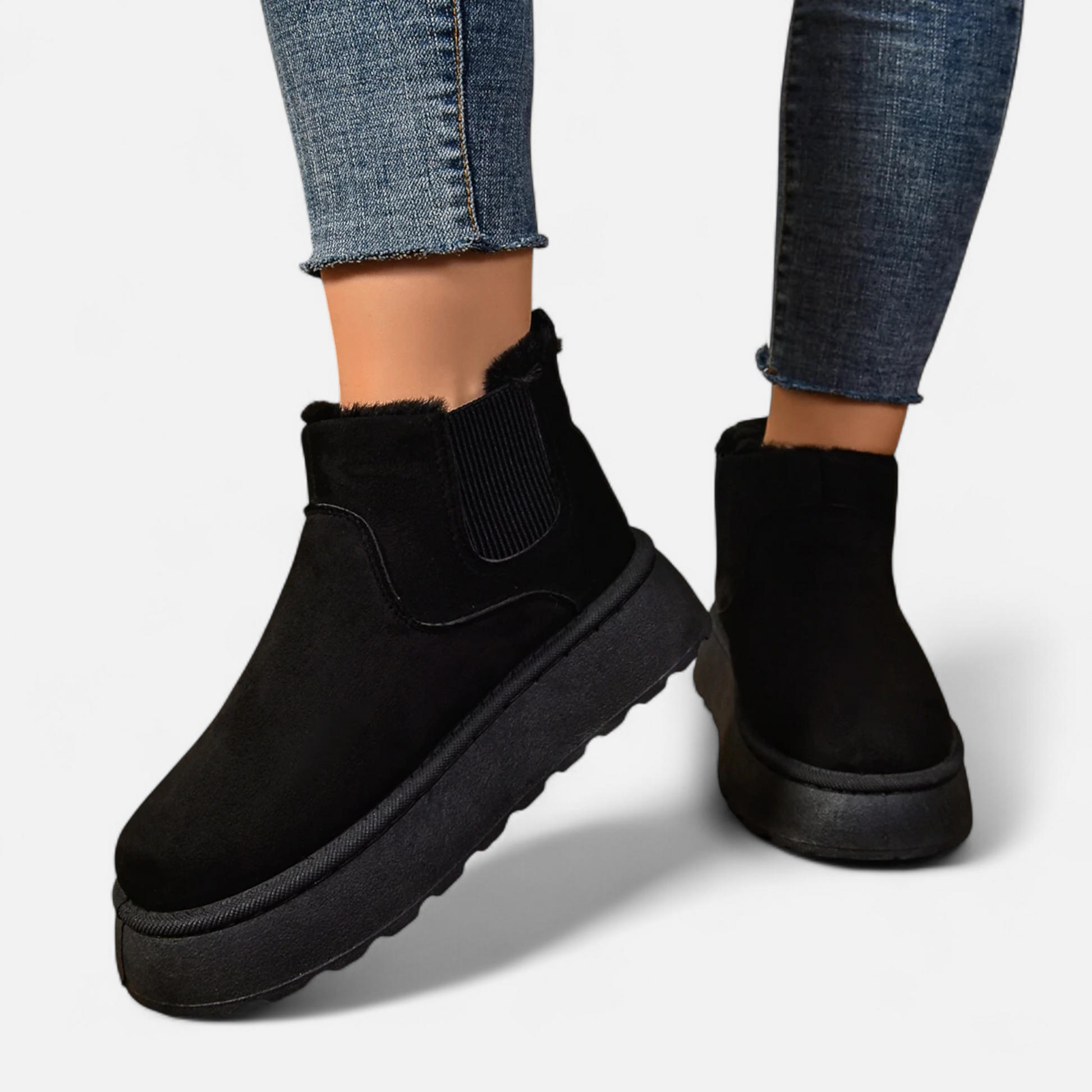 Women’s Short Plush Platform Ankle Boots - Sofia Maris