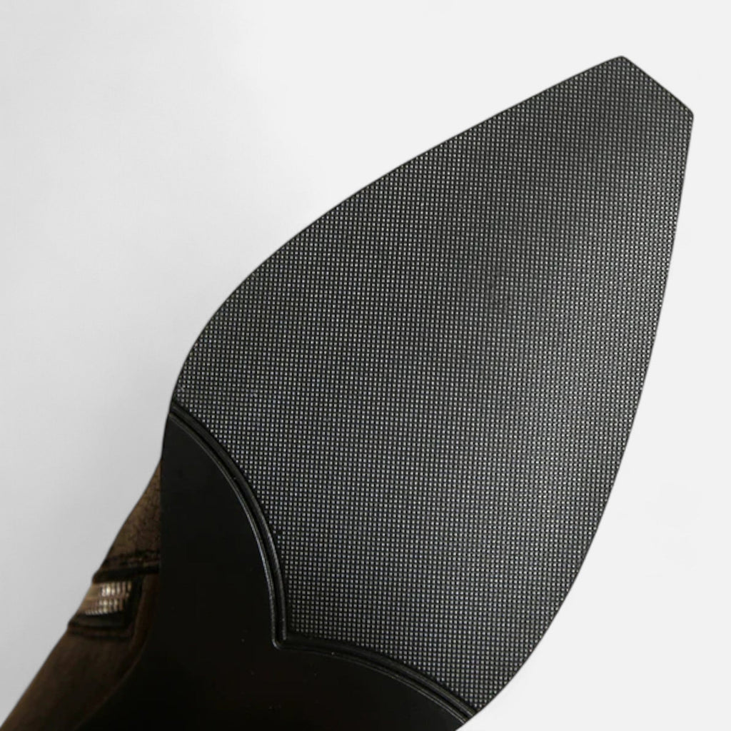 Women’s Genuine Leather Chelsea Boots – Pointed Toe Square Heel - Sofia Maris