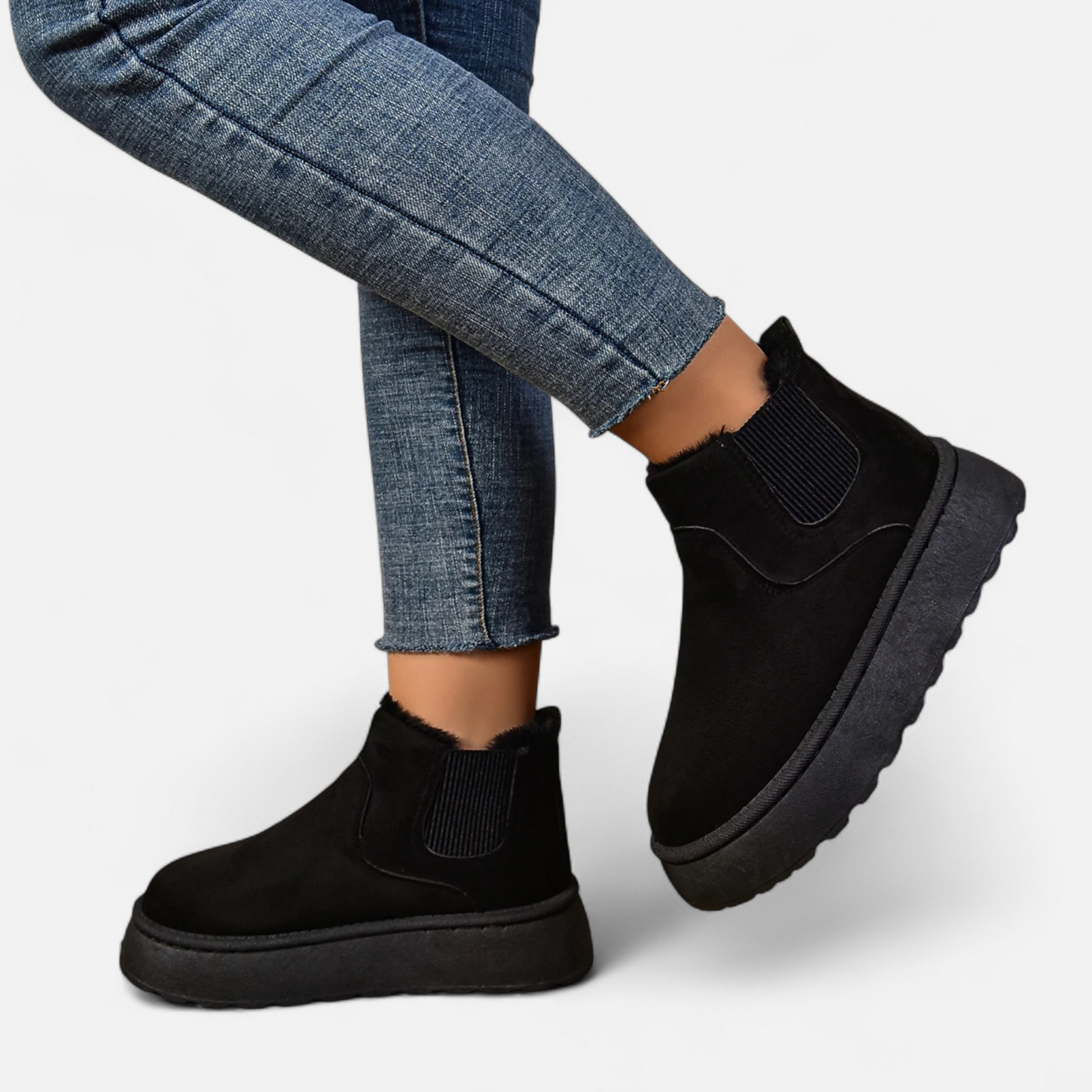 Women’s Short Plush Platform Ankle Boots - Sofia Maris