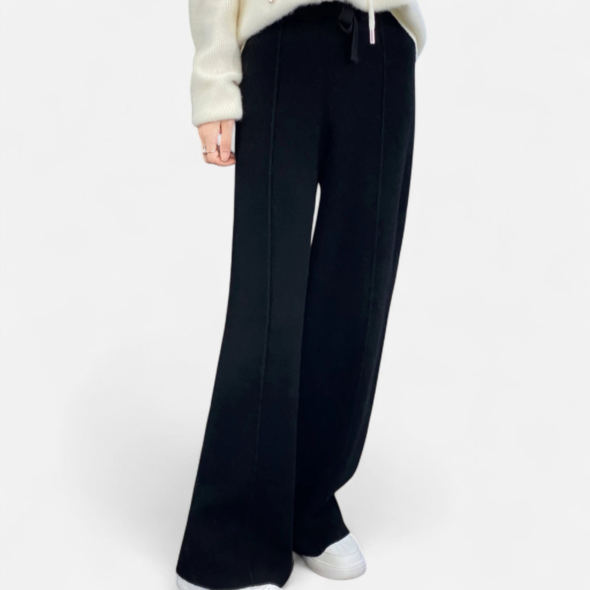 Women’s Pure Wool Wide-Leg Knit Trousers - Sofia Maris