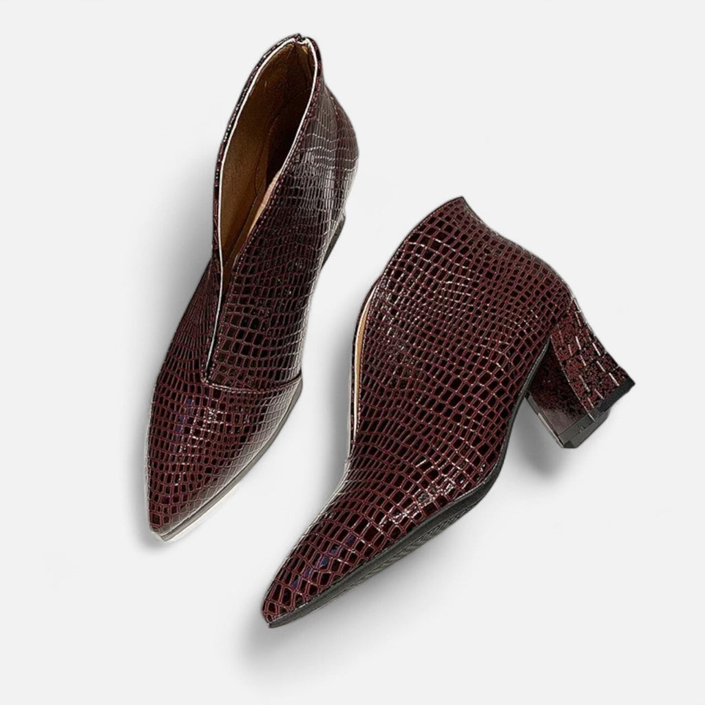 Sofia Maris Women’s Patent Leather V-Cut Ankle Boots - Sofia Maris