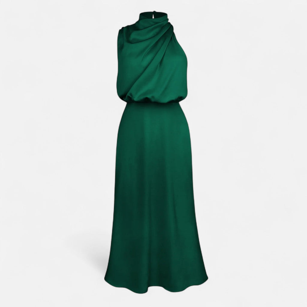 Sofia Maris Women’s Satin Sleeveless Long Dress – Fluid Drape, Timeless Elegance - Sofia Maris