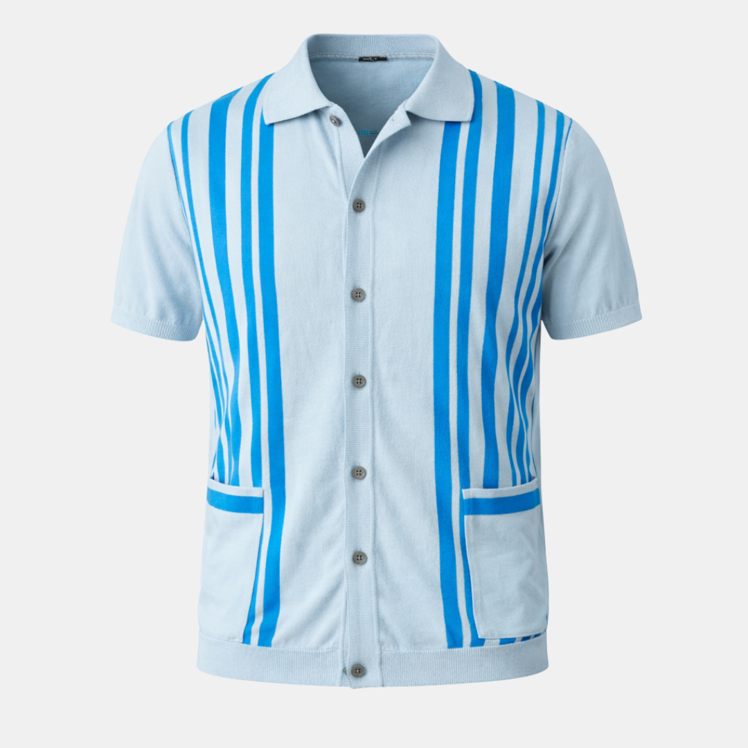 Men’s Retro Striped Knit Polo Shirt