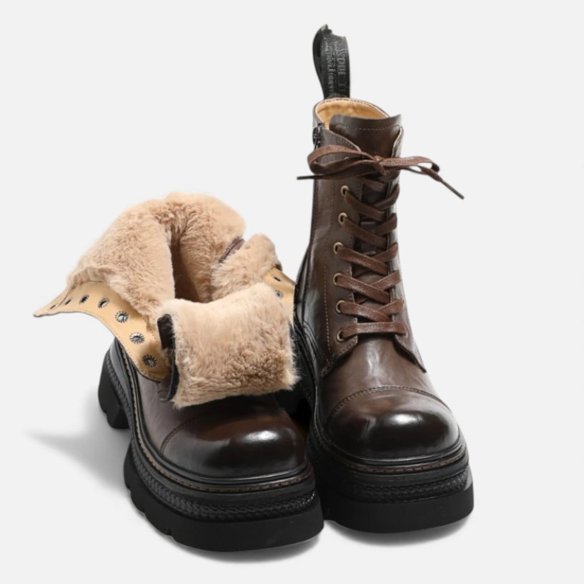 Sofia Maris Women’s Plush-Lined Winter Lace-Up Platform Boots