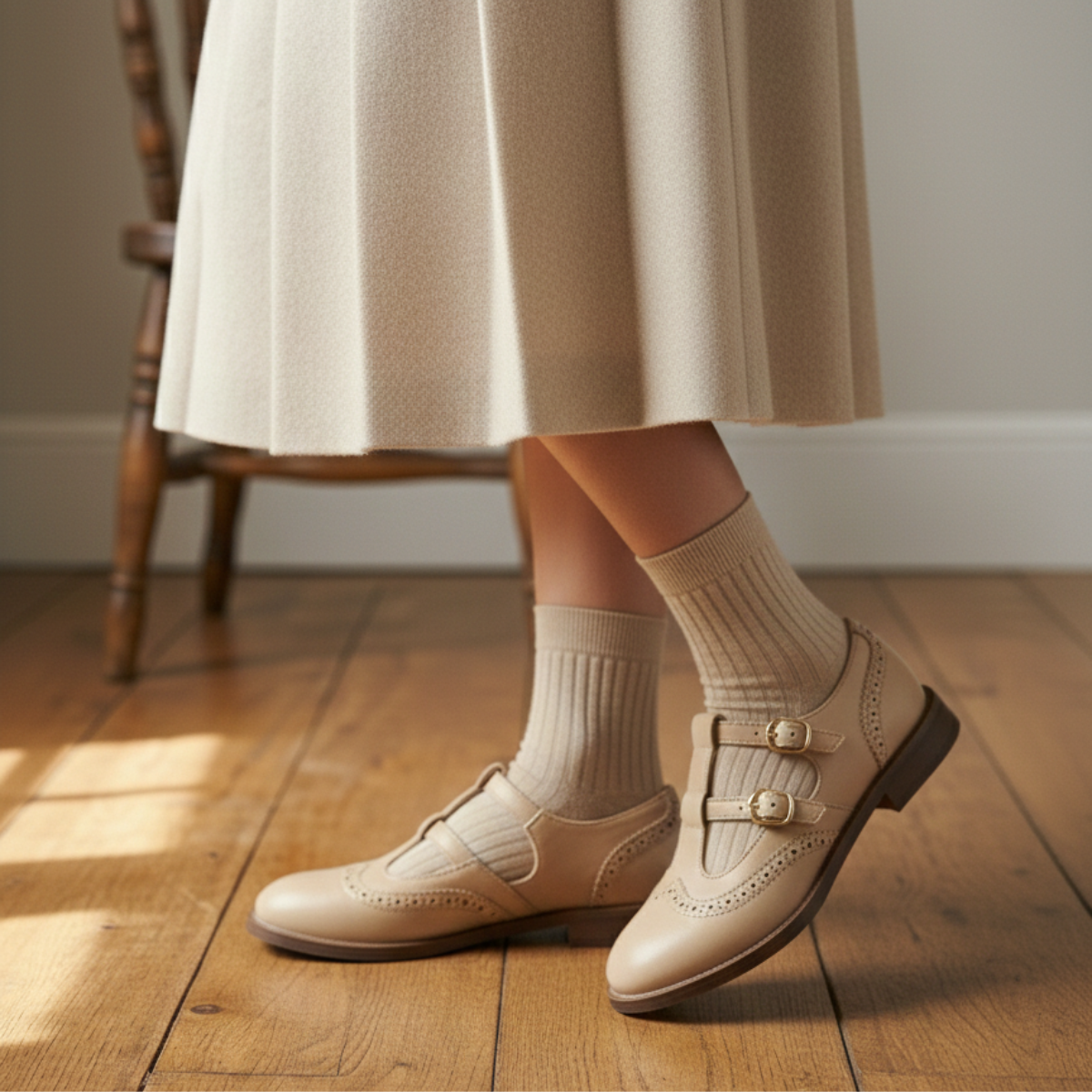 Women’s Classic Mary Jane Shoes – Low-Heel Buckle Flats