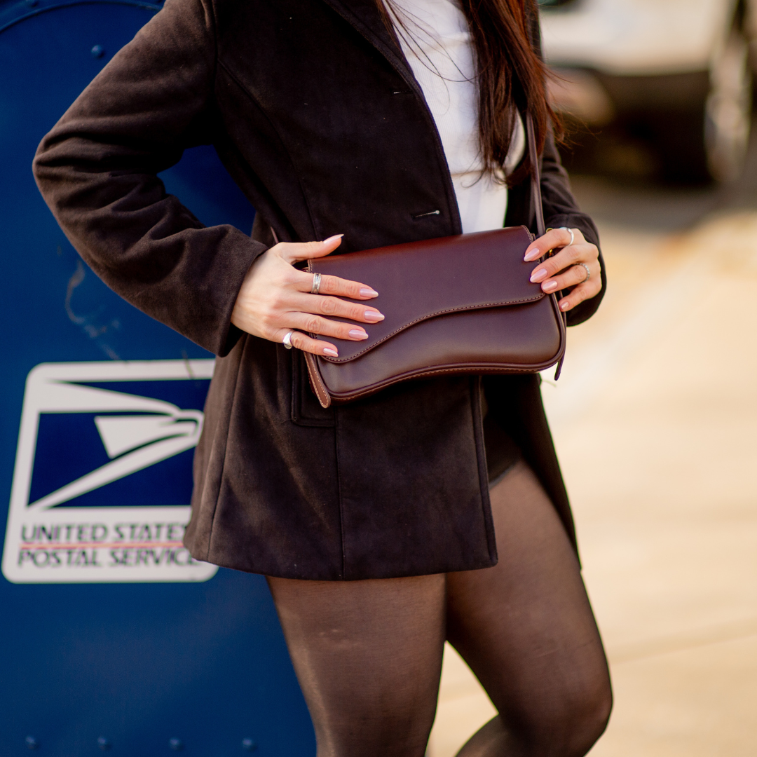 Women's Curved Flap Shoulder Bag with Adjustable Strap and Closure - Sofia Maris