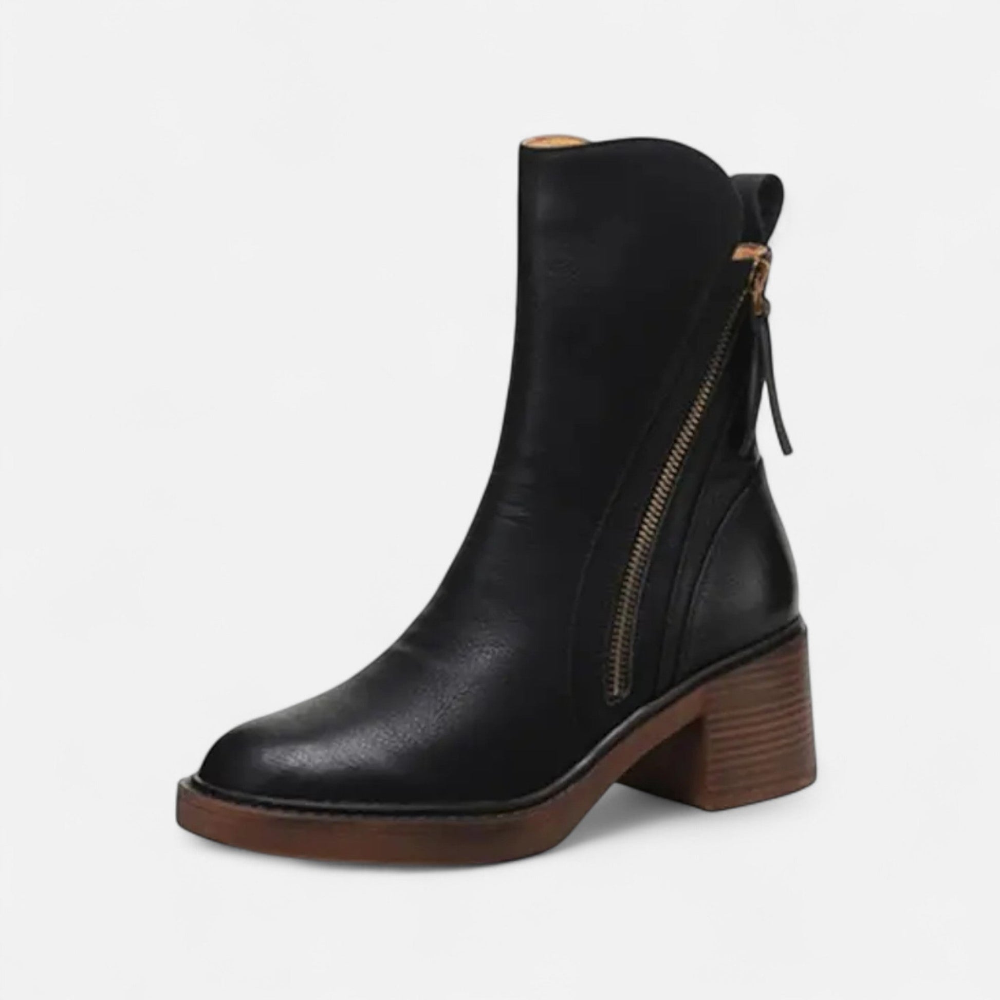 Women’s Roman Leather Flat Heel Boots - Sofia Maris