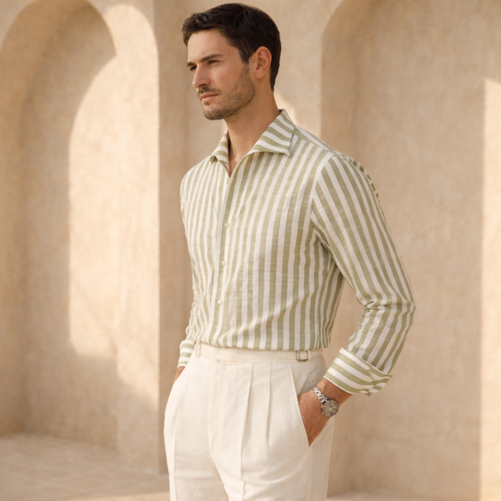 Men’s Cotton Striped Collared Shirt