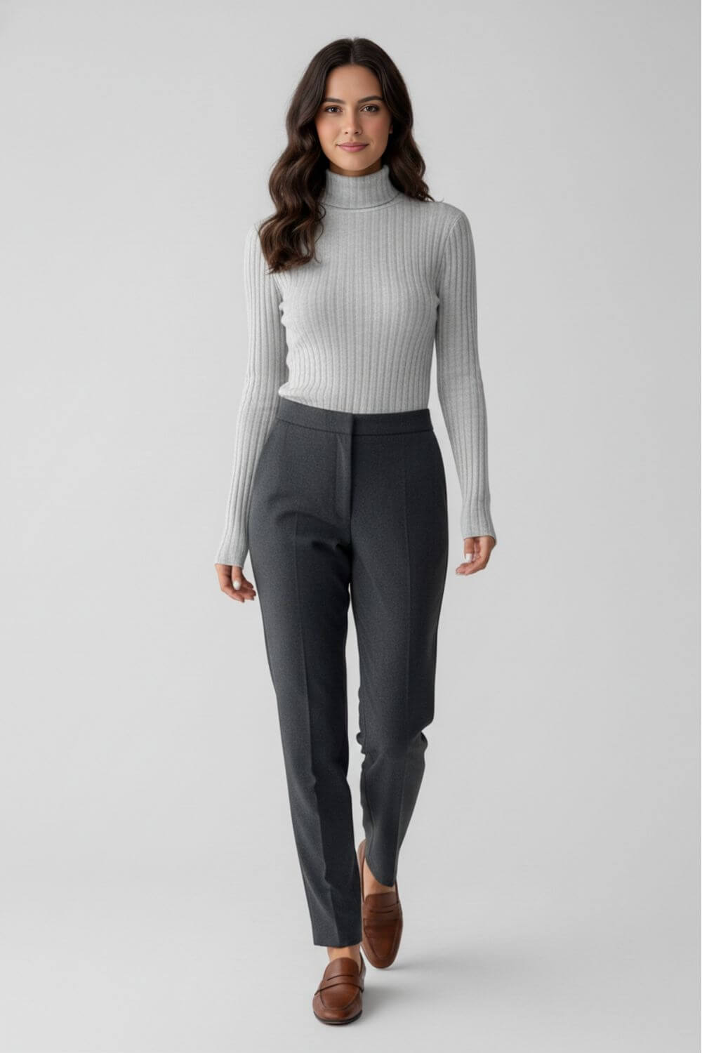 Sofia Maris Women’s Ribbed Roll Neck Slim Fit Knit Jumper - Sofia Maris